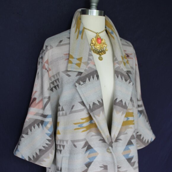 PENDLETON jacket coat Navajo Aztec wool blanket cloak White Sands Southwest M - Picture 8 of 11